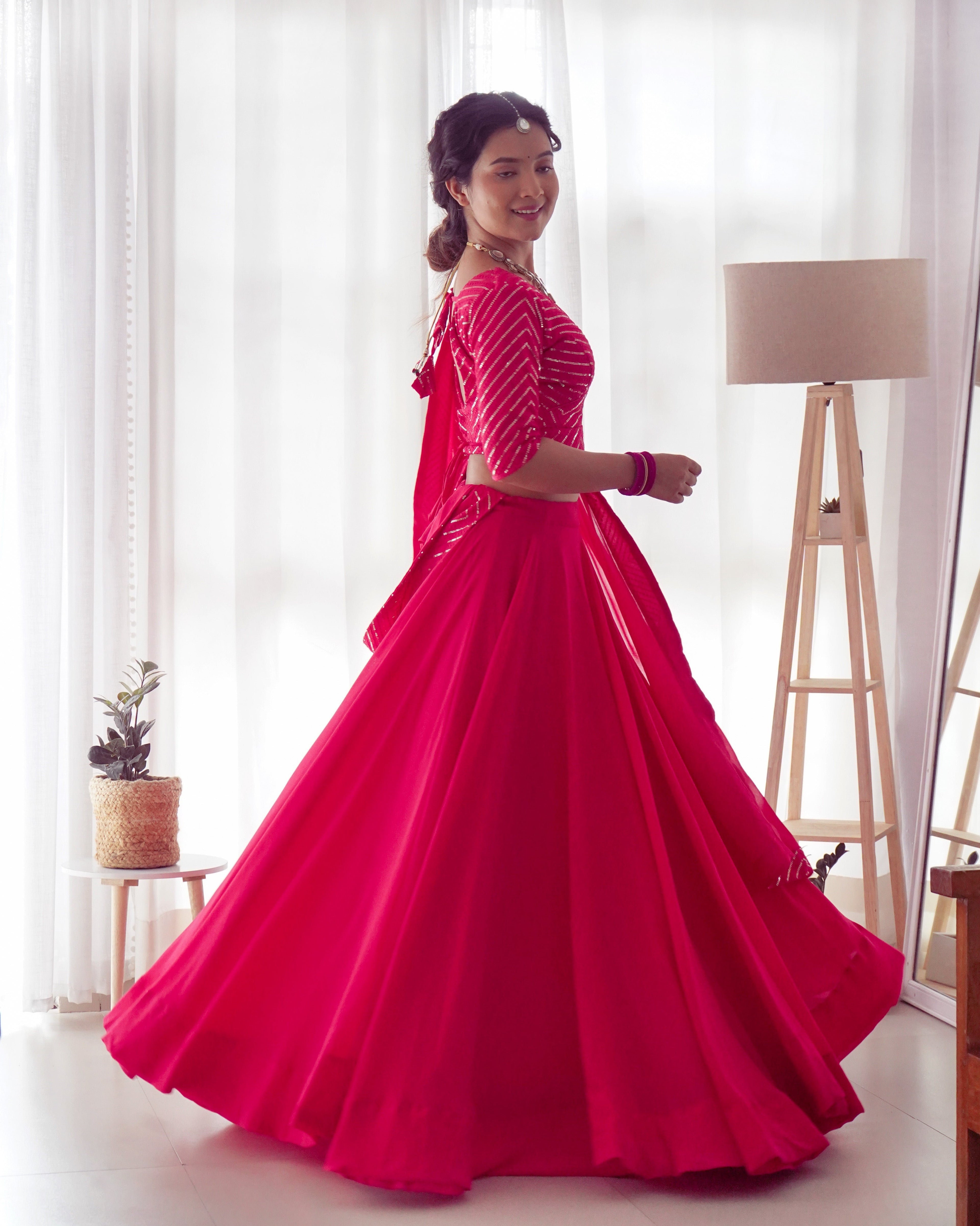 Pure Soft Fox Georgette Fabric Lehenga Set With Huge Flair & Dupatta