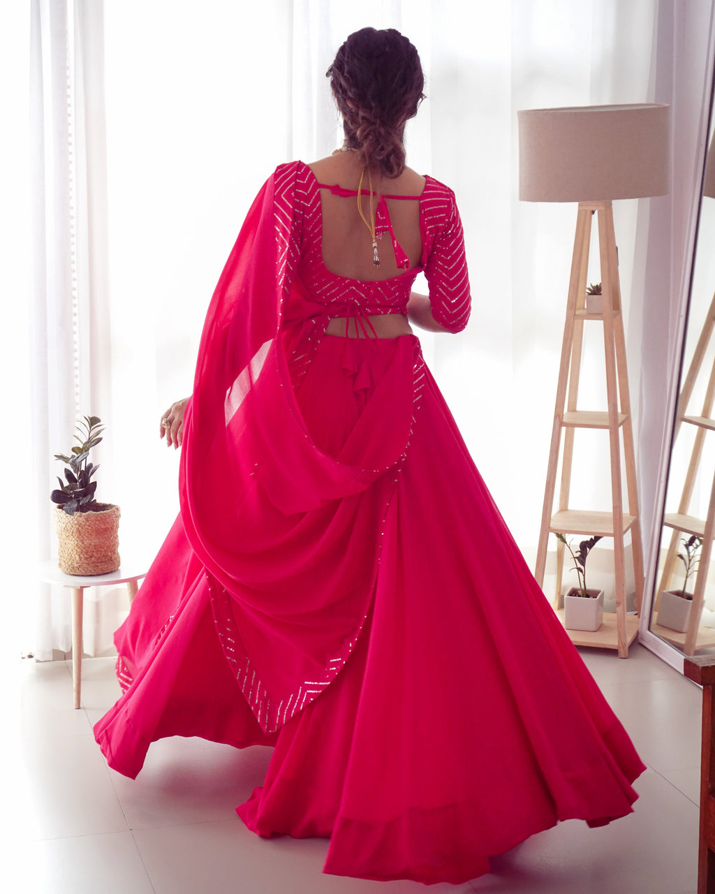 Pure Soft Fox Georgette Fabric Lehenga Set With Huge Flair & Dupatta
