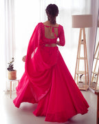 Pure Soft Fox Georgette Fabric Lehenga Set With Huge Flair & Dupatta
