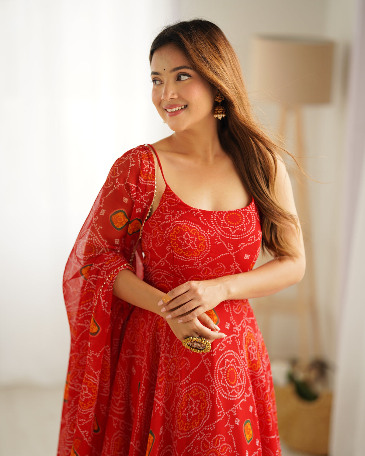 Shishkala Women’s Red Printed Lehenga Choli Set with Dupatta | Floral Ethnic Lehenga Set for Wedding, Festive & Party Wear