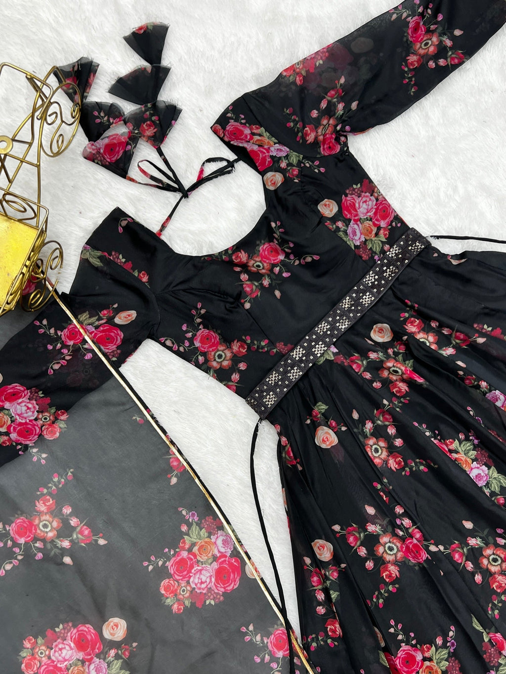 Pure Soft Organza Gown Set With Huge Flair Comes With Dupatta