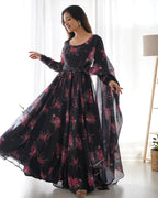 Pure Soft Organza Gown Set With Huge Flair Comes With Dupatta