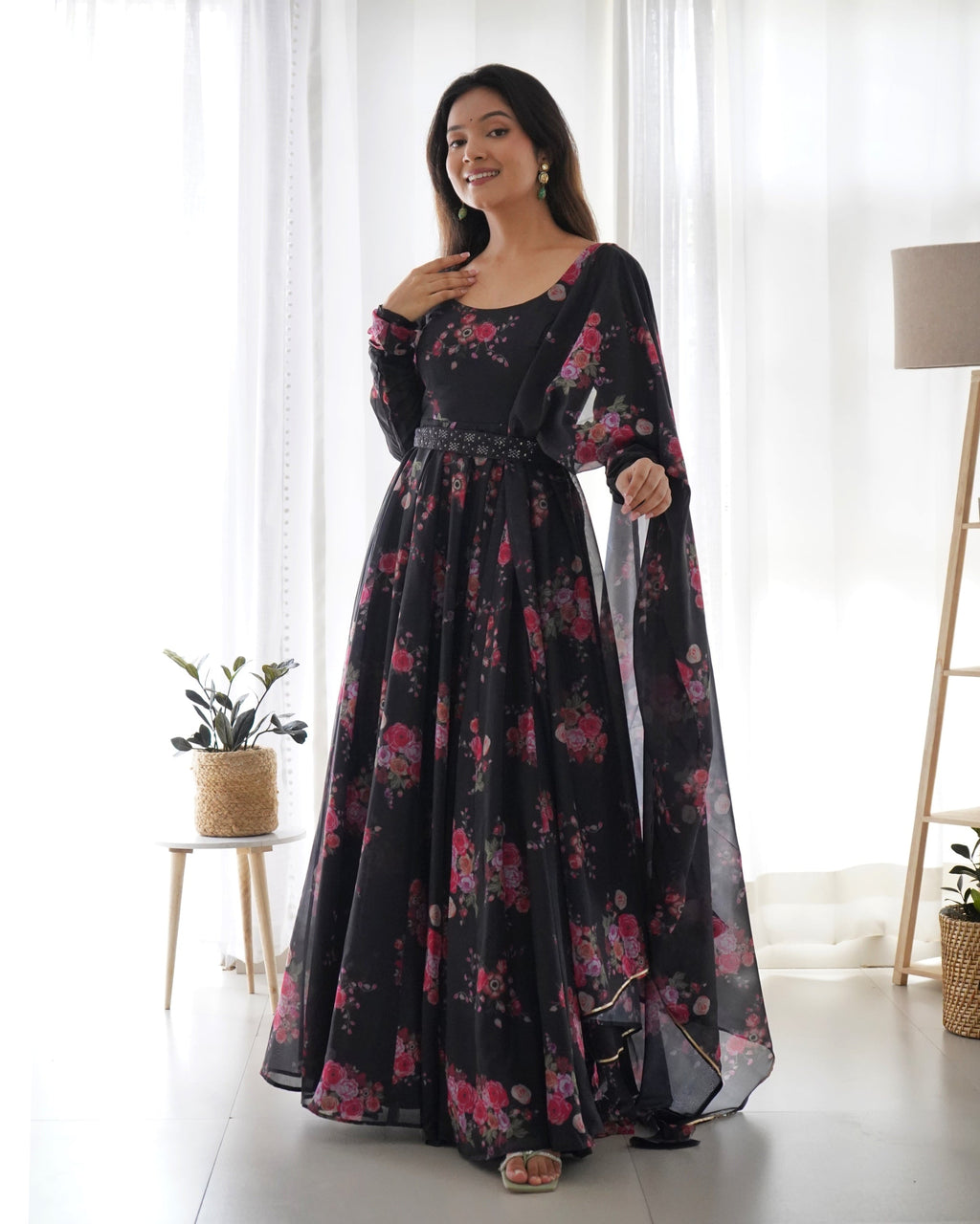 Pure Soft Organza Gown Set With Huge Flair Comes With Dupatta