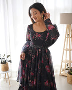 Pure Soft Organza Gown Set With Huge Flair Comes With Dupatta