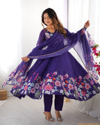 Women’s Floral Printed Anarkali Kurta with Dupatta