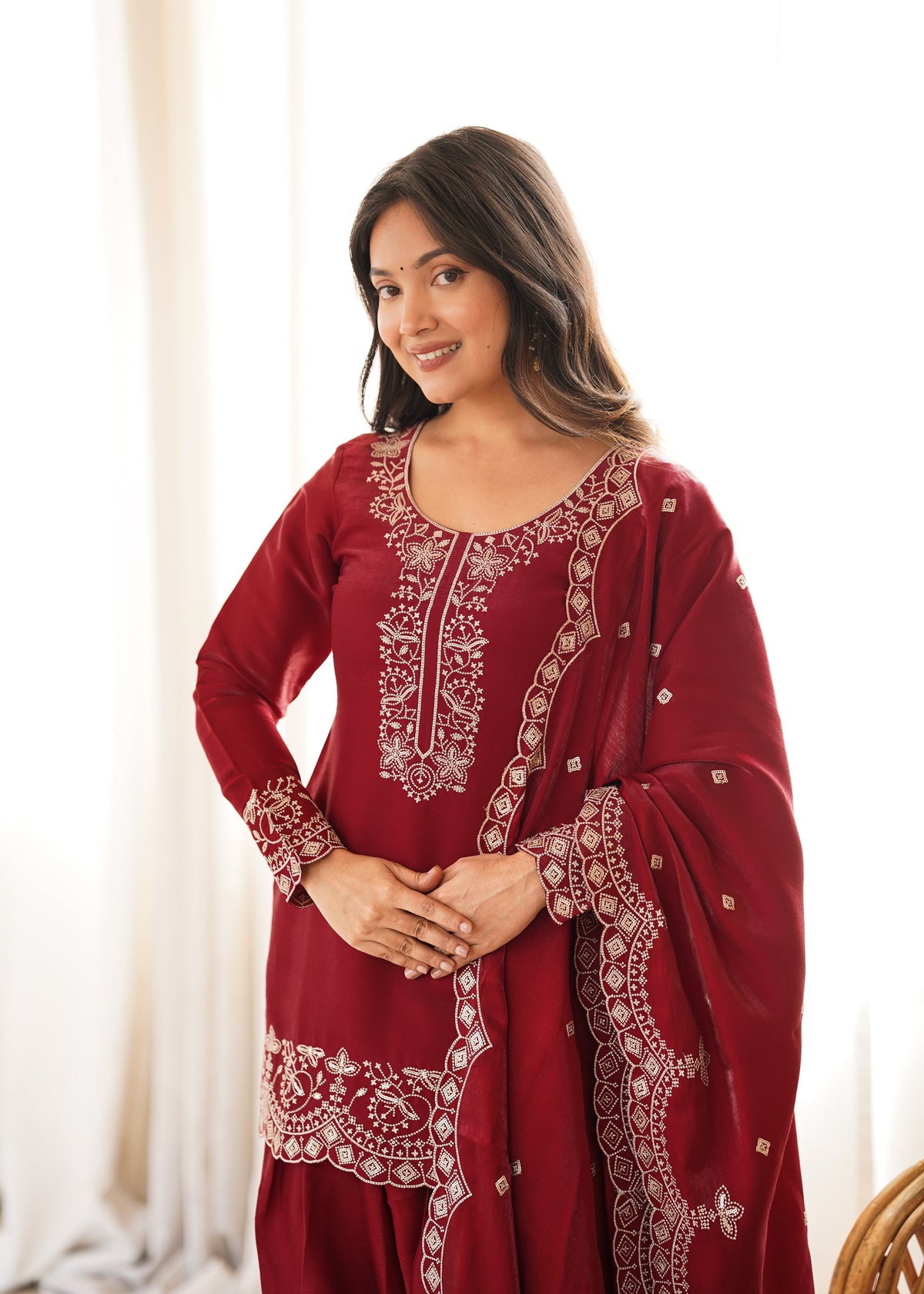 ANVERI TEXTILES Women’s Embroidered Kurta Set with Dupatta | Traditional Ethnic Wear Suit Set for Women | Elegant Festive & Party Wear Outfit