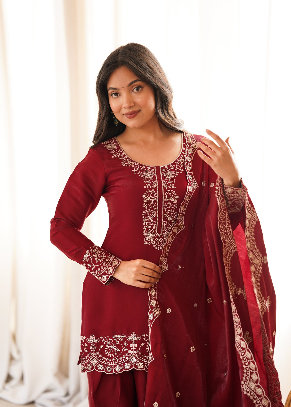 ANVERI TEXTILES Women’s Embroidered Kurta Set with Dupatta | Traditional Ethnic Wear Suit Set for Women | Elegant Festive & Party Wear Outfit