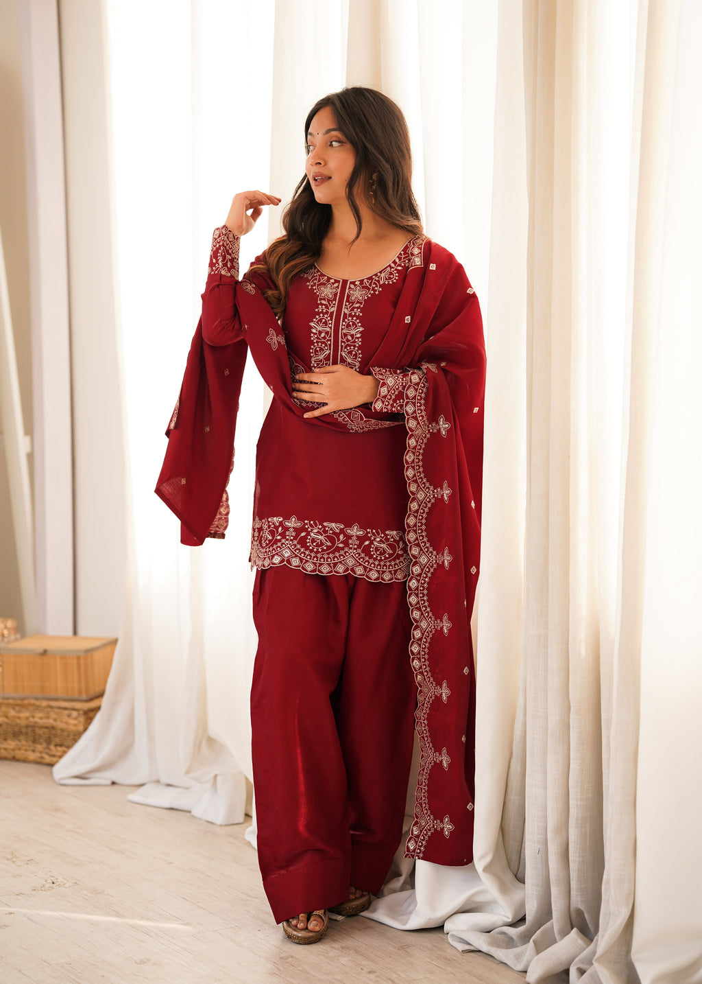 ANVERI TEXTILES Women’s Embroidered Kurta Set with Dupatta | Traditional Ethnic Wear Suit Set for Women | Elegant Festive & Party Wear Outfit