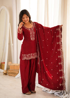 ANVERI TEXTILES Women’s Embroidered Kurta Set with Dupatta | Traditional Ethnic Wear Suit Set for Women | Elegant Festive & Party Wear Outfit