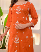 Women’s Cotton Embroidered Kurta Set with Dupatta | Soft & Breathable Fabric | Stylish Ethnic Wear for Daily & Festive Use | Comfortable Straight Fit Suit Set for Women | Party | Wedding | Anniversary | Festival