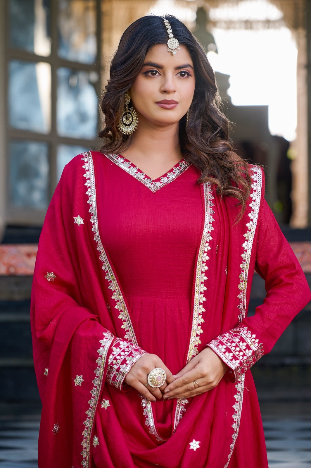 Rani Pink Anarkali Suit Set for Women | Embroidered Anarkali Kurta with Dupatta | Wedding, Festive & Party Wear Ethnic Dress