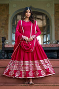 Rani Pink Anarkali Suit Set for Women | Embroidered Anarkali Kurta with Dupatta | Wedding, Festive & Party Wear Ethnic Dress