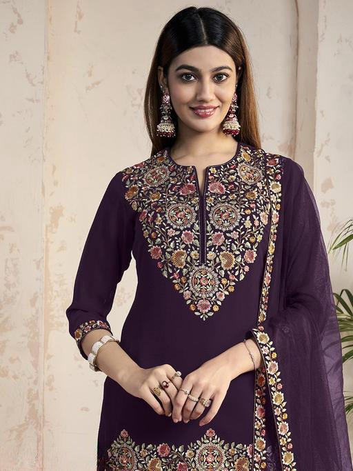 ANVERI Women’s Embroidered Kurta Pant Set with Dupatta | Elegant Ethnic Wear