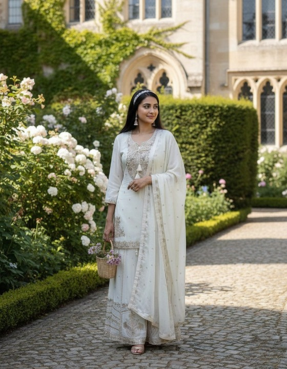“Heritage Ivory Embroidered Suit” (traditional feel)