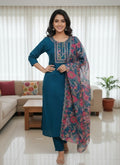 Anveri Women Kurta Set with Floral Printed Dupatta | Straight Kurta Pant Set | Embroidered Ethnic Wear for Women | Festive & Casual Suit Set