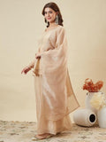 ANVERI Women’s cream Embellished Kurta Palazzo Set with Dupatta | Elegant Ethnic Co-Ord Set for Festive & Party Wear