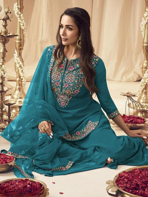 ANVERI Women’s Embroidered Kurta Pant Set with Dupatta | Elegant Ethnic Wear