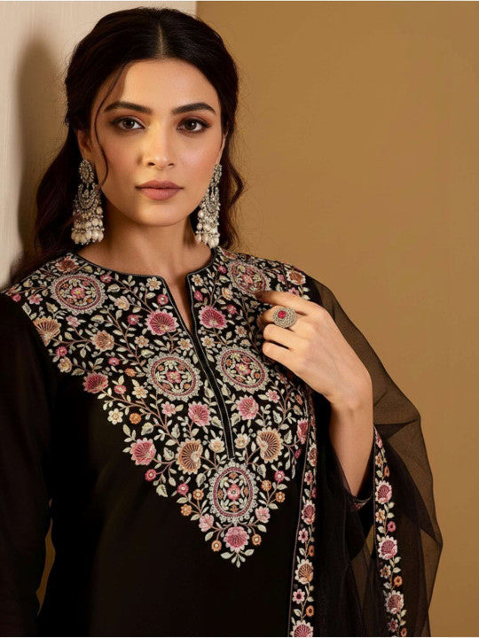 ANVERI Women’s Embroidered Kurta Pant Set with Dupatta | Elegant Ethnic Wear