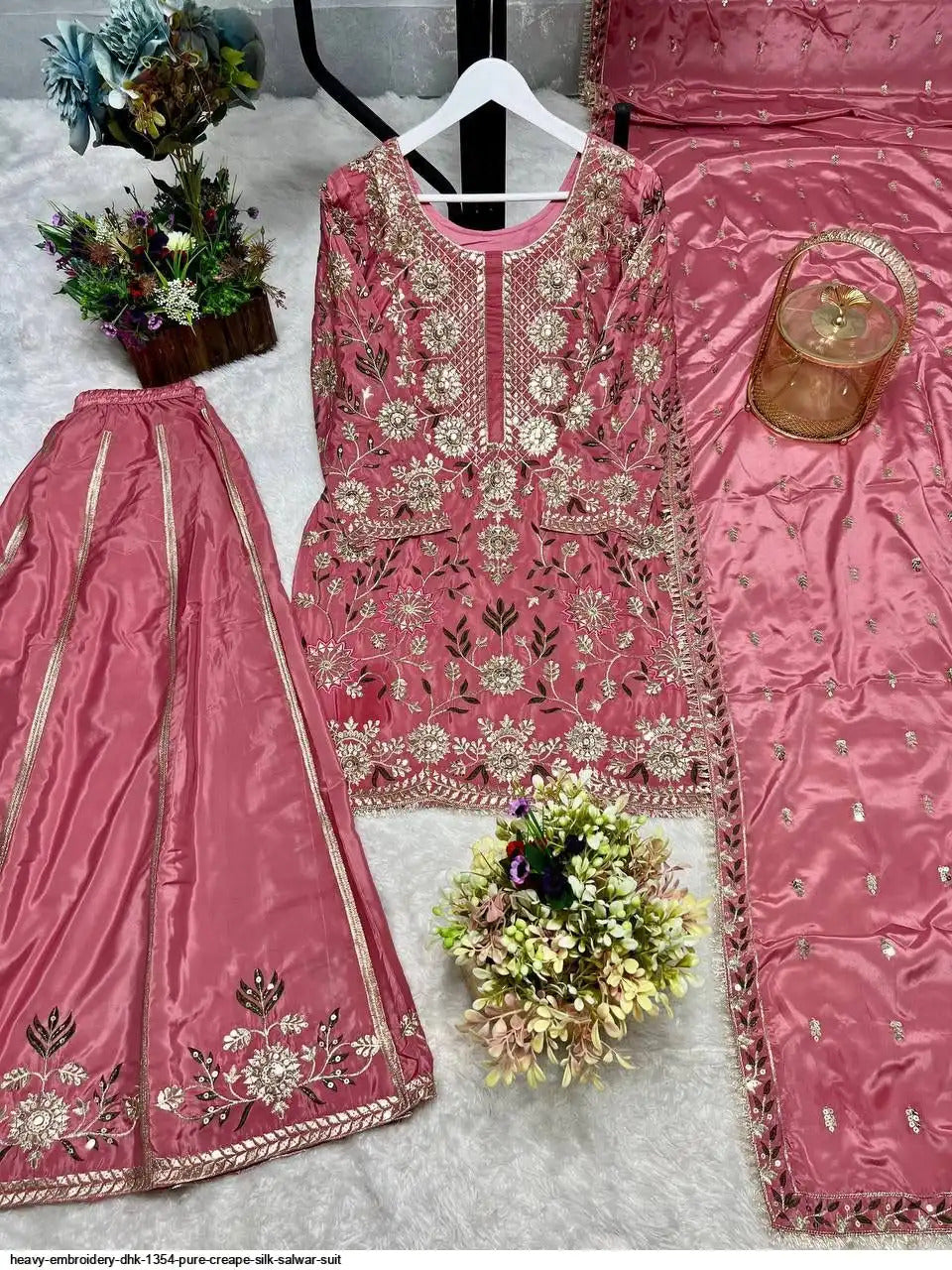 ANVERI Women’s Embroidered Salwar Suit Set with Sharara & Dupatta | Festive Ethnic Wear