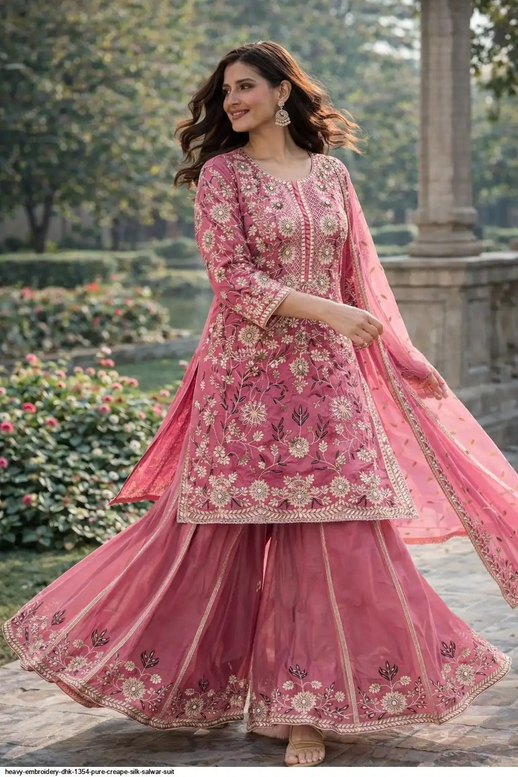 ANVERI Women’s Embroidered Salwar Suit Set with Sharara & Dupatta | Festive Ethnic Wear