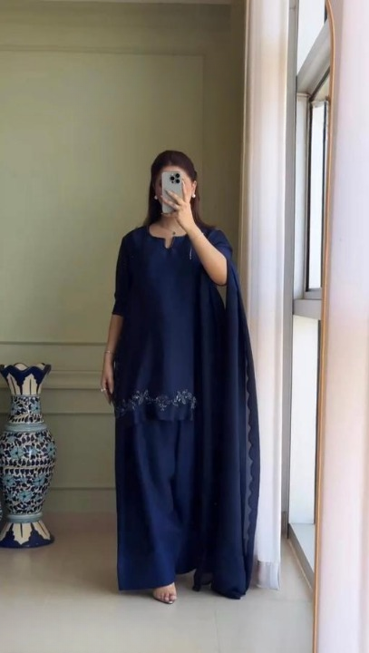 ANVERI Women’s Embroidered Kurta Palazzo Set with Dupatta | Elegant Ethnic Wear