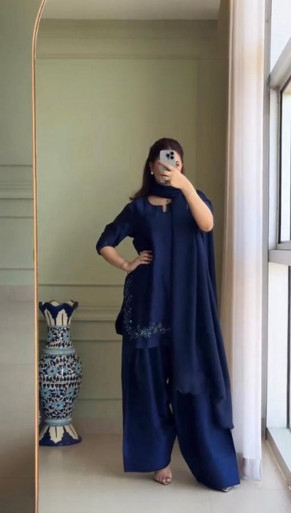ANVERI Women’s Embroidered Kurta Palazzo Set with Dupatta | Elegant Ethnic Wear