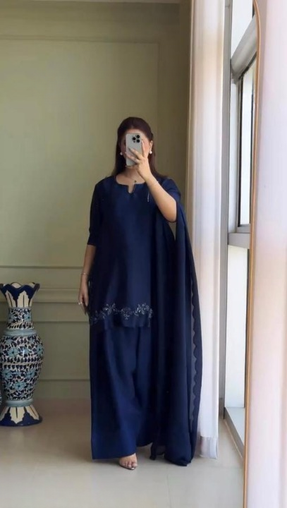 ANVERI Women’s Embroidered Kurta Palazzo Set with Dupatta | Elegant Ethnic Wear
