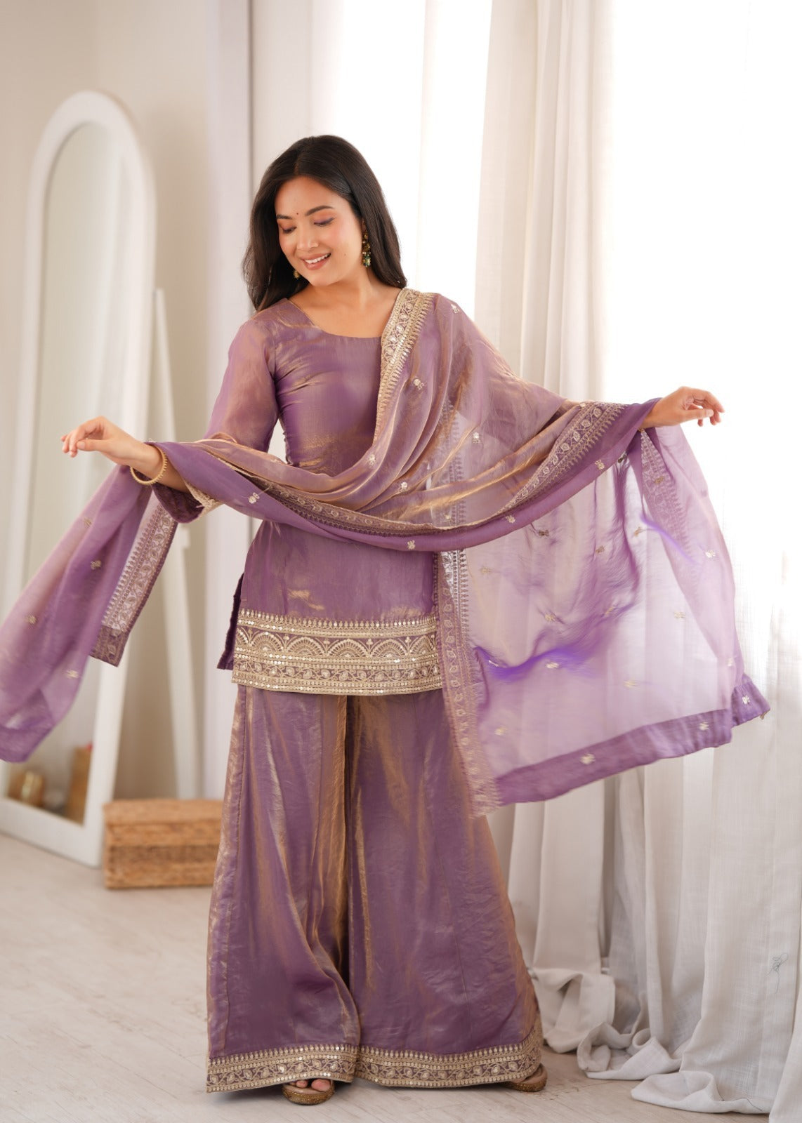Elegant Lavender Purple Embroidered Suit Set ✨
