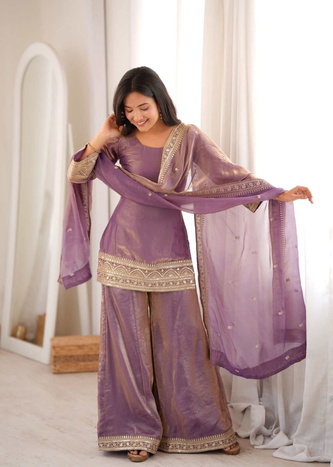 Elegant Lavender Purple Embroidered Suit Set ✨