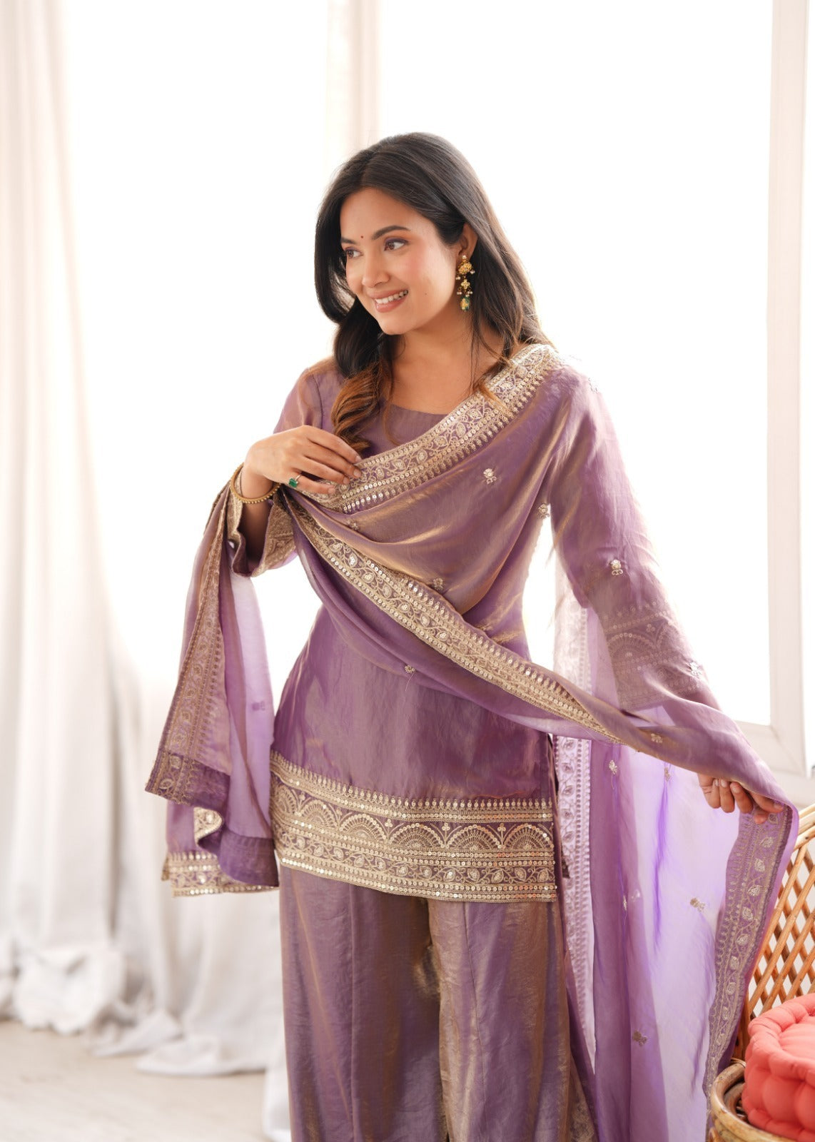 Elegant Lavender Purple Embroidered Suit Set ✨