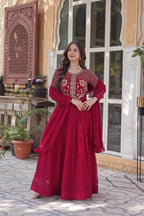 PREMIUM DESIGNER READYMADE GOWN DUPATTA COLLECTIONS RED COLOUR