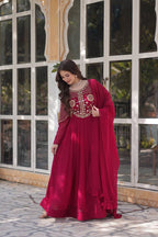 PREMIUM DESIGNER READYMADE GOWN DUPATTA COLLECTIONS RED COLOUR