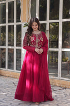 PREMIUM DESIGNER READYMADE GOWN DUPATTA COLLECTIONS RED COLOUR