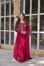 PREMIUM DESIGNER READYMADE GOWN DUPATTA COLLECTIONS RED COLOUR