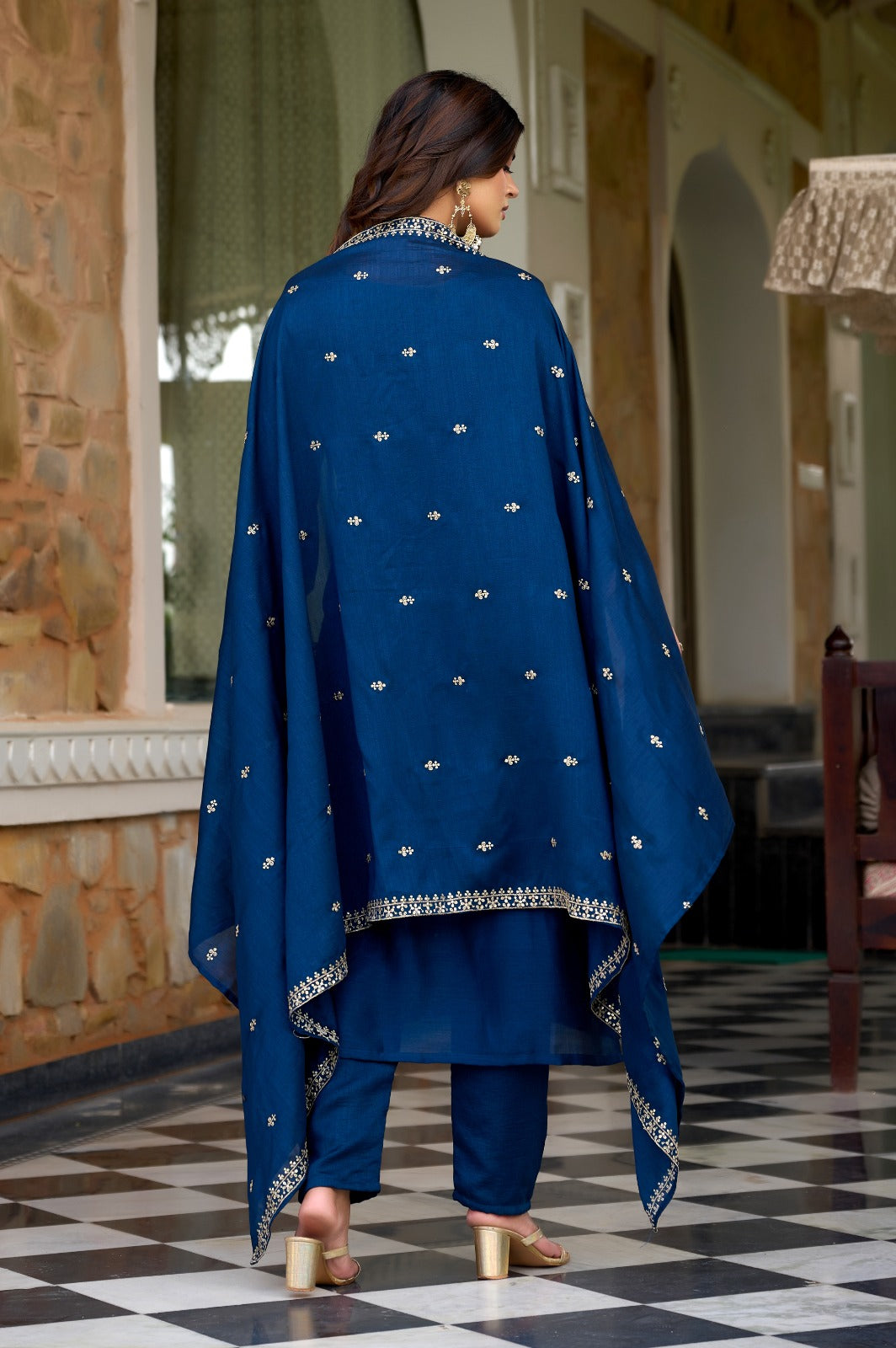 Anveri Royal Blue Embroidered Salwar Suit for Women | Festive Wear Kurta Pant Dupatta Set | Ethnic Party Wear Dress