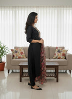 Anveri Women Kurta Set with Floral Printed Dupatta | Straight Kurta Pant Set | Embroidered Ethnic Wear for Women | Festive & Casual Suit Set
