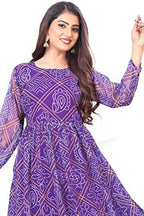 Anveri Graceful Woman Showcasing Elegant Purple Traditional Dress with Intricate Patterns**