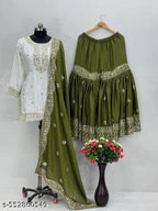 Anveri Trendy Embroidered Kurta Sharara Set with Dupatta for Women | Festive & Wedding Wear Ethnic Suit