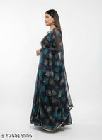 Anveri Women Printed Georgette Anarkali Gown with Dupatta