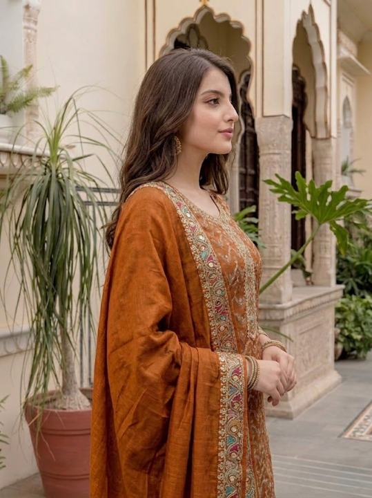 Women’s Embroidered Straight Kurta Pant Set with Dupatta | Elegant Ethnic Wear