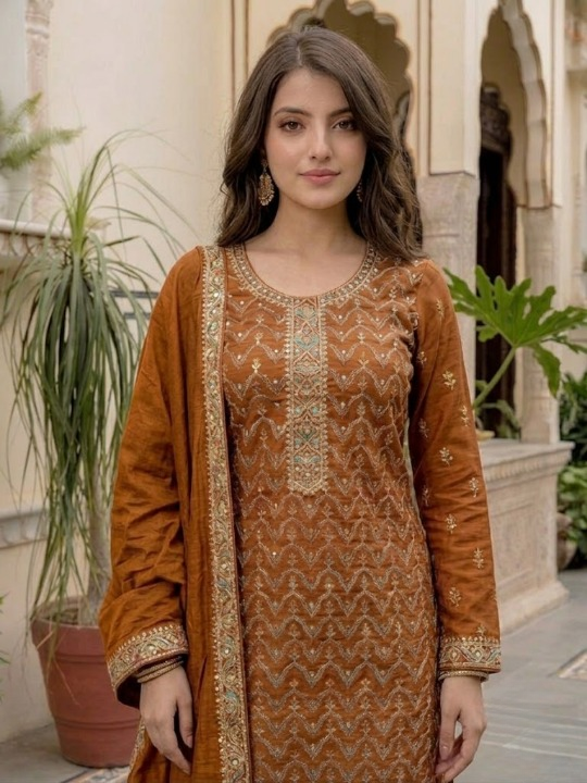 Women’s Embroidered Straight Kurta Pant Set with Dupatta | Elegant Ethnic Wear