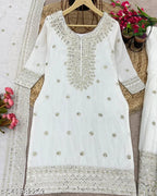 Anveri Elegant Embroidered Kurta Sharara Set with Dupatta for Women | Party Wear & Wedding Ethnic Suit