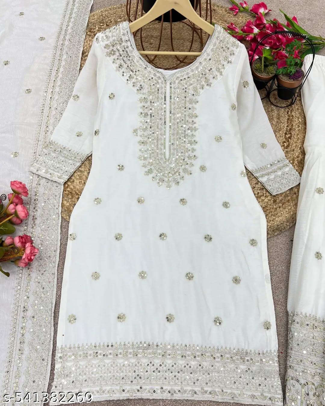 Anveri Elegant Embroidered Kurta Sharara Set with Dupatta for Women | Party Wear & Wedding Ethnic Suit