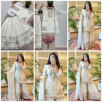 Anveri Women’s Elegant Embroidered Kurta Sharara Set with Dupatta | Festive Wear Party & Wedding Suit