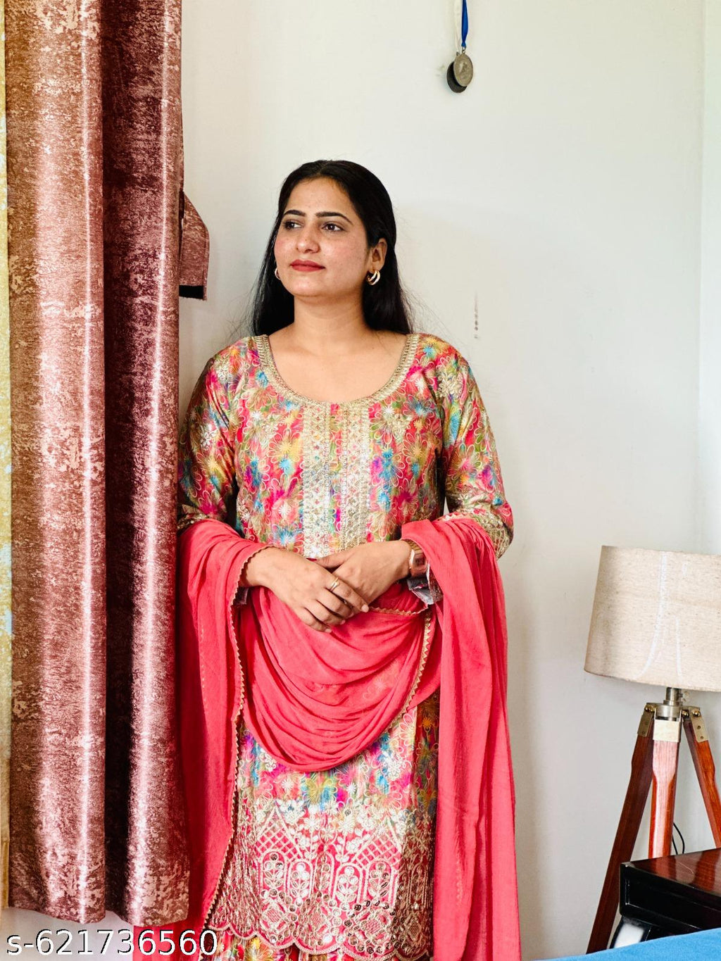 Anveri Women Floral Printed Kurta Sharara Set with Dupatta | Party Wear Wedding Festive Ethnic Suit