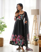 Pure Soft Organza Anarkali Suit Set Comes With Huge Flair, Dupatta & Pant