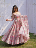 Pure Soft Organza Anarkali Suit Set With Huge Flair & Dupatta