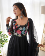 Pure Soft Organza Anarkali Suit Set Comes With Huge Flair, Dupatta & Pant