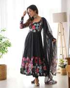 Pure Soft Organza Anarkali Suit Set Comes With Huge Flair, Dupatta & Pant
