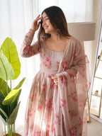 Pure Soft Organza Anarkali Suit Set With Huge Flair & Dupatta